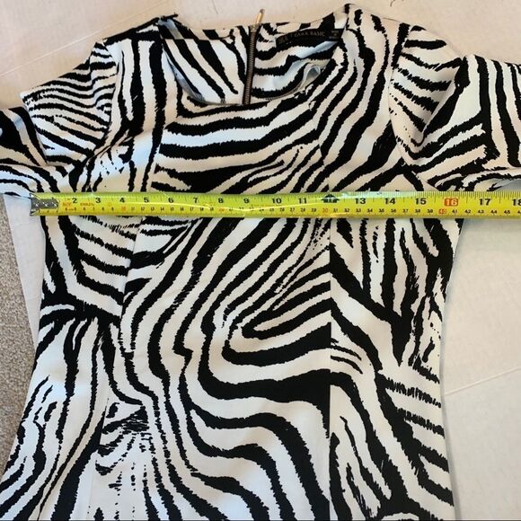 ZARA black White long Sleeve Zebra Print Bodycon cocktail mini Dress Sz M - Picture 12 of 13